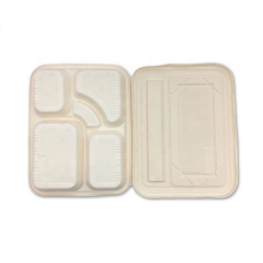 Bac compostable jetable biodégradable 4/5 compartiments pour aliments