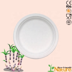 Assiettes rondes jetables en bagasse de canne à sucre biodégradable