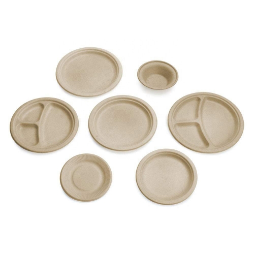 3-Compartment Plates Bagasse Plate Sugarcane For Lunch