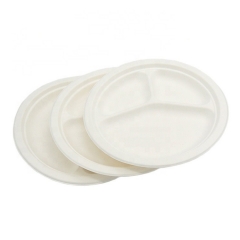 3 Compartment Compostable Biodegradable Bagasse Inch 10 Sugarcane Plate