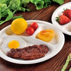 3 Compartment Compostable Biodegradable Bagasse Inch 10 Sugarcane Plate