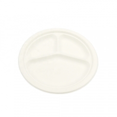 10 Inch 3 Compartment Compostable Tableware Disposable Sugarcane Plate