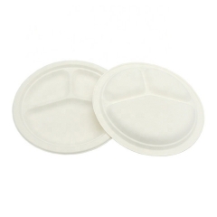 3 Compartment Compostable Biodegradable Bagasse Inch 10 Sugarcane Plate