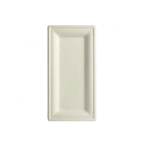 Placa de caña de azúcar rectangular biodegradable desechable 10 * 5