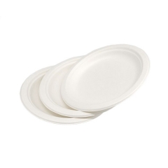 Assiette de bagasse de canne à sucre ronde de 6 pouces compostable 100% jetable pour mariage