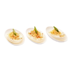 전채를 위한 계란 모양 처분할 수 있는 사탕수수 버개스 접시