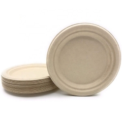 100% Compostable Bagasse Disposable 7 Inch Biodegradable Plates Sugarcane