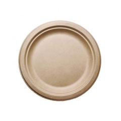 100% Compostable Bagasse Disposable 7 Inch Biodegradable Plates Sugarcane