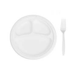 Plato de caña de azúcar biodegradable de 3 compartimentos 10