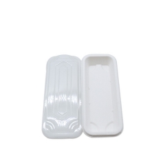 Plateau de sushi de canne à sucre compostable rectangle de vente chaude avec couvercle