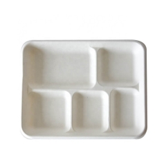 El servicio de mesa de caña de azúcar ecológico congelable fija la bandeja del bagazo para la comida