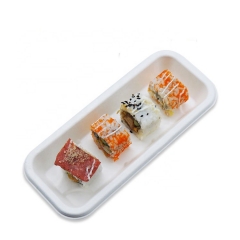 Plateau à sushis prix de gros plateaux à sushis biodégradables jetables plateau à sushis avec couvercle