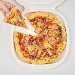 Disposable Bagasse Pizza Box Clamshell Sugarcane Takeaway Pizza Box