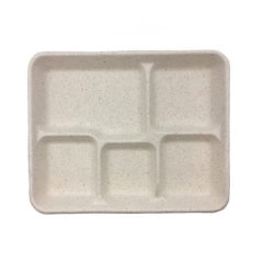 Composable Tray Sugarcane Biodegradable Disposable Food Tray for School