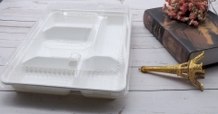 Bandeja de comida biodegradable con compartimento de bagazo de caña de azúcar