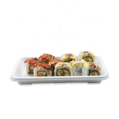 Bandeja de comida de sushi de bagazo biodegradable desechable para llevar