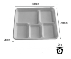 Χονδρική τιμή βιοαποικοδομήσιμη μπαγάσα ζαχαροκάλαμου μίας χρήσης 5 διαμερίσματα μεσημεριανό δίσκο συσκευασίας τροφίμων