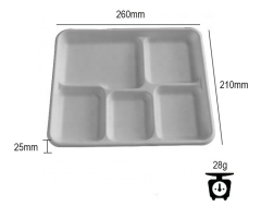 Wholesale price biodegradable sugarcane bagasse disposable 5 compartments lunch food packaging tray