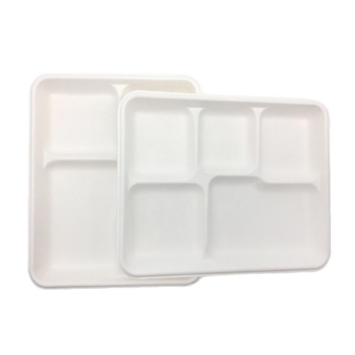 bandeja de caña de azúcar bandeja de comida biodegradable descomponible 5 compartimentos
