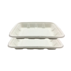 High quality disposable compostable sugarcane pulp meat tray for party