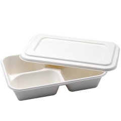 4 Compartment Sugarcane Clamshell Food Box