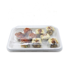 Plateau de nourriture à sushi en bagasse biodégradable jetable à emporter