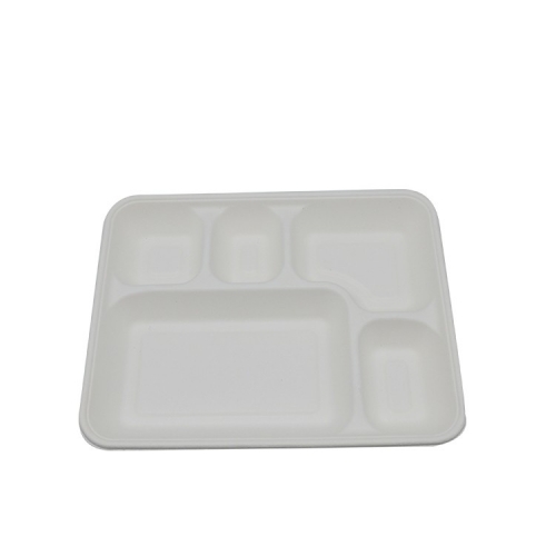 Wholesale Biodegradable Eco Friendly Disposable 5 Parts Bagasse Food Tray For Restaurant