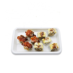Eco-friendly disposable bagasse sushi tray with transparent lid for party