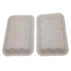 Eco friendly biodegradable disposable white rectangle food tray