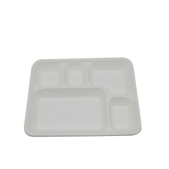 Eco-friendly Biodegradable sugarcane bagasse lunch tray fast food packaging 5 compartment tray