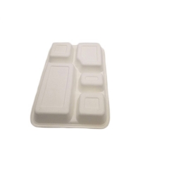 Eco Friendly 100% Biodegradable Sugarcane Bagasse Disposable 5 Compartment Food Tray