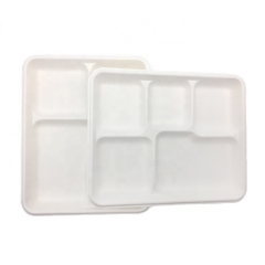Δίσκος ζαχαροκάλαμου Μπαγκάς Μίας χρήσης 5 Διαμερίσματα Λιπασματοποιήσιμο Δίσκοι Τροφίμων