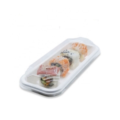 Plateau jetable de sushi de pulpe de canne à sucre qui respecte l'environnement avec le couvercle d'ANIMAL FAMILIER