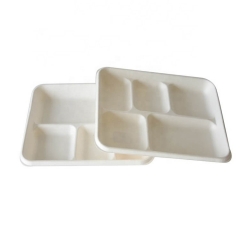 Conjuntos de louças de cana-de-açúcar ecológicos e congeláveis ​​Conjuntos de bandejas de bagaço para alimentos