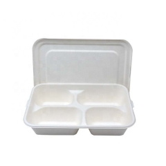 Plateau compostable écologique de bagasse de canne à sucre avec le couvercle