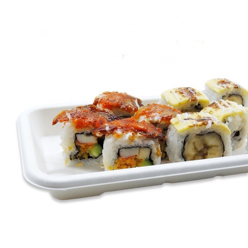 Bandeja de sushi de caña de azúcar ecológica de 9 pulgadas de alta calidad