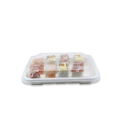Disposable biodegradable sugarcane sushi tray with transparent lid