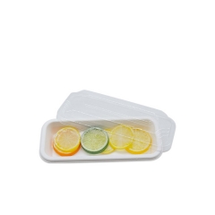 Heißes verkaufendes rechteckiges kompostierbares Zuckerrohr-Sushi-Tablett mit Deckel