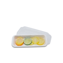 Plateau de sushi de canne à sucre compostable rectangle de vente chaude avec couvercle