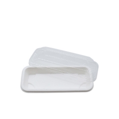 Hot selling rectangle compostable sugarcane sushi tray with lid