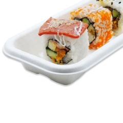 Newest Disposable Sugarcane Sushi Compostable Tray with Clear Lid