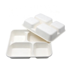 Eco friendly trays disposable biodegradable sugarcane bagasse lunch trays