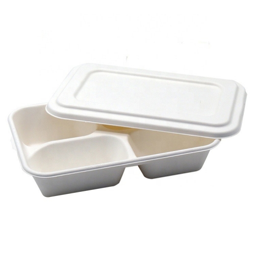 Bandeja disponible biodegradable del compartimiento de la comida del compartimiento disponible 4 con la tapa