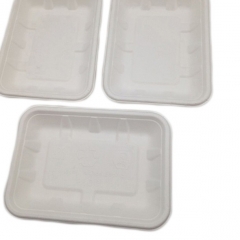 Biodegradable disposable meat tray rectangle sugarcane bagasse tray