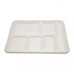 6-compartment tray disposable biodegradable supermarket food tray