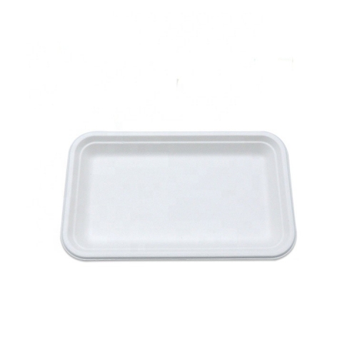 Plateau rectangulaire compostable de pulpe de canne à sucre de bagasse de 9 pouces