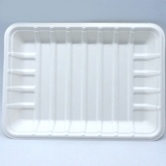 Biodegradable sugarcane bagasse rectangle fruit tray for supermarket