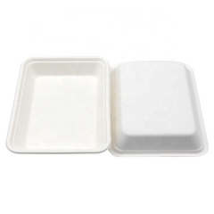 Bandeja de caña de azúcar 100% compostable de bagazo apto para microondas para alimentos