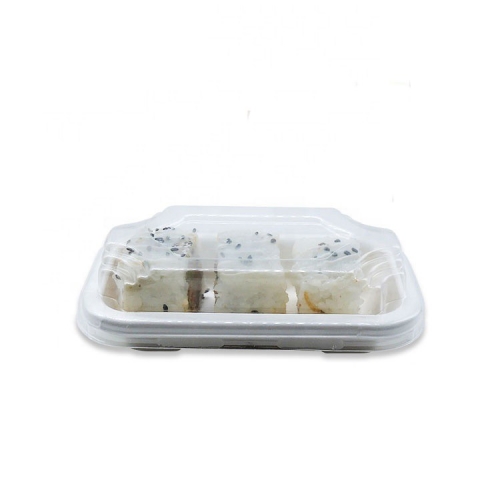 Plateau à sushis biodégradable jetable 100 ml avec couvercle pour pique-nique