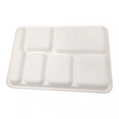 100% biodegradable disposable 6 compartment sugarcane lunch tray